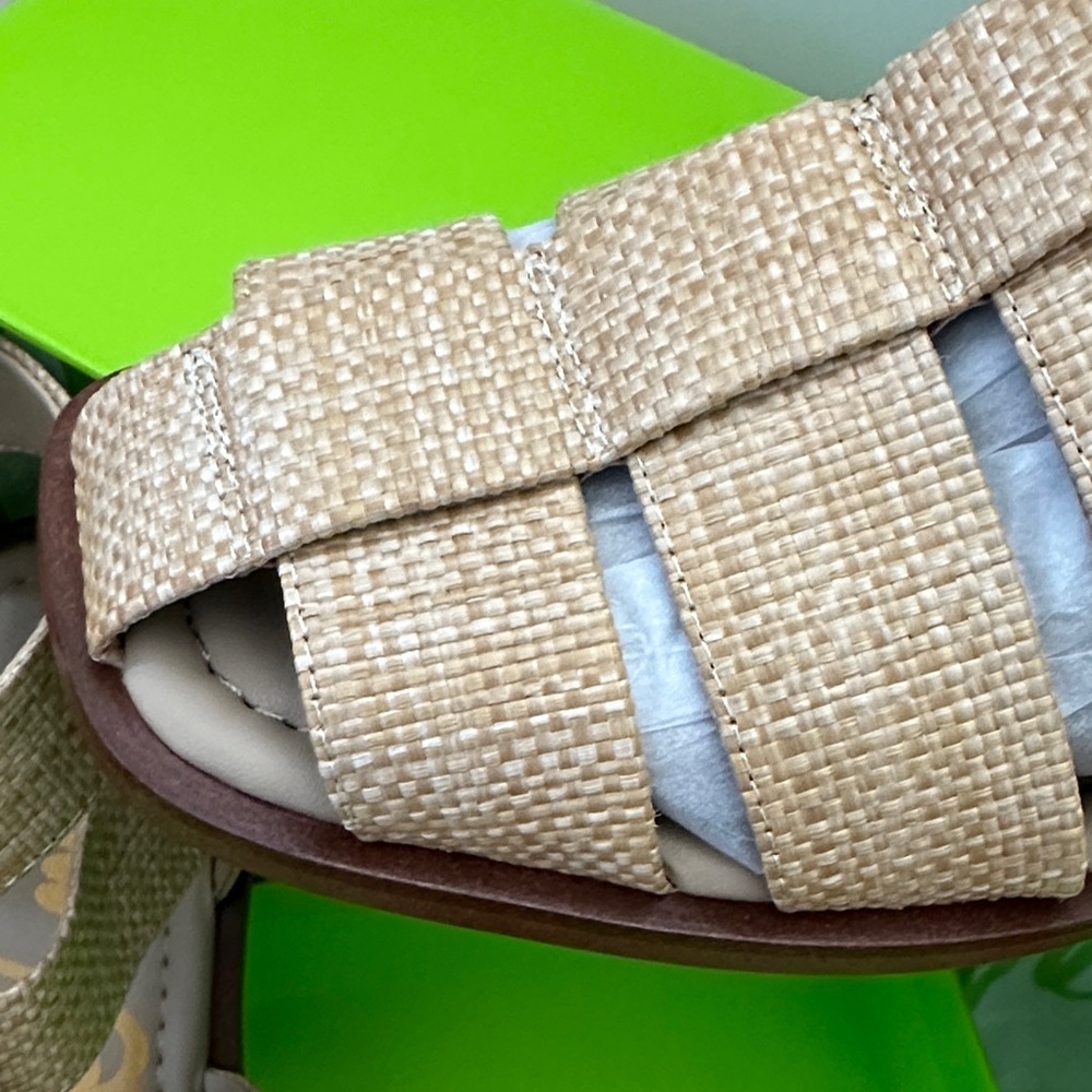New Sam Edelman Beige Woven Gladiator Sandals NWT - Picture 4 of 16